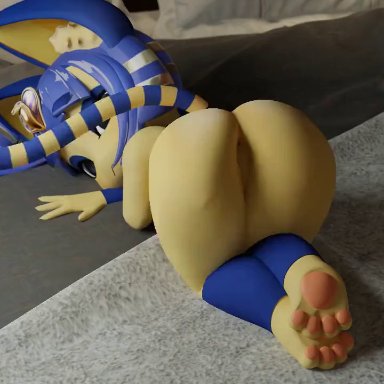 animal crossing, ankha, ankha (animal crossing), marrubi (artist), ass, ass in air, blue hair, cat, cat ears, cat tail, female, pussy, solo female, vagina, 3d