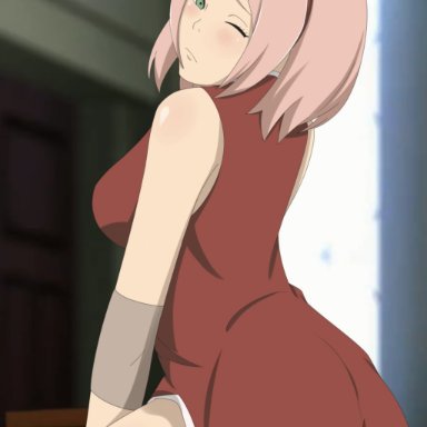 naruto, naruto: the last, naruto (series), naruto shippuden, sakura haruno, ramiune, ass, bare legs, bare shoulders, bare thighs, big ass, blush, bottomless, bottomless female, clothed sex