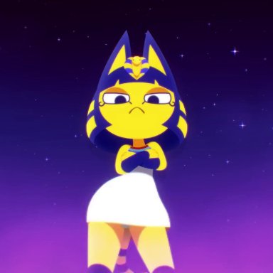 ankha, original character, phalia, oblivionfall, 1girls, arms up, big ass, big breasts, black hair, collar, cum zone, hip sway, huge ass, huge breasts, long tongue