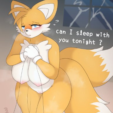 sega, sonic (series), sonic the hedgehog (series), tails, 3cir cle, 2 tails, anthro, big breasts, breasts, canid, canine, female, fox, fur, furry