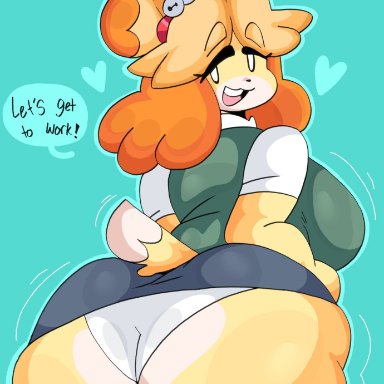 animal crossing, isabelle (animal crossing), dork boi, lewd dorky, :3, ass, big ass, big breasts, bubble butt, female, panties, underwear, tagme