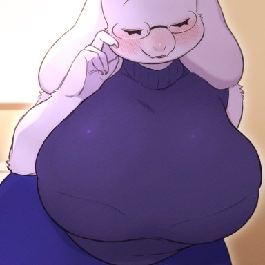 undertale, undertale (series), toriel, underchikichan, 4 fingers, anthro, big breasts, blush, boss monster, bovid, breasts, caprine, closed eyes, clothed, clothing