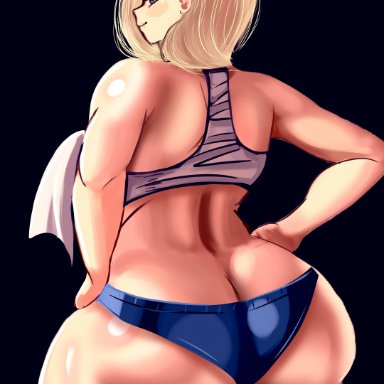dragon ball, dragon ball super, dragon ball z, android 18, magentapeel, 1girls, anime, ass, big ass, big breasts, blonde hair, blue eyes, breasts, chubby, chubby female