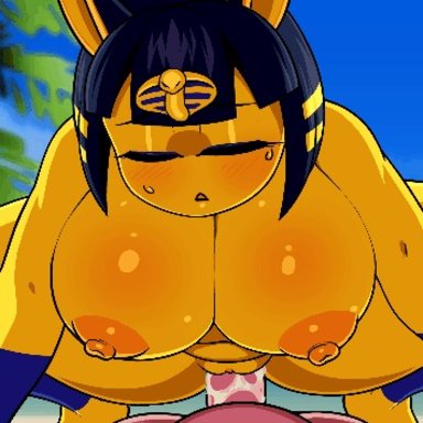 animal crossing, nintendo, ankha, project physalis, beach, cowgirl position, sex, animated