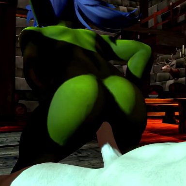 world of warcraft, drboom32, munt works, 1boy, 1girls, ass, balls deep, from behind position, goblin, goblin female, green skin, human, interspecies, moaning, nude