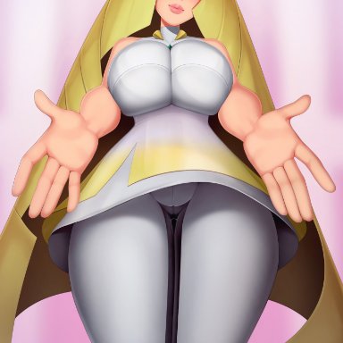 nintendo, pokemon, pokemon sm, lusamine (pokemon), loodncrood, 1girls, alternate breast size, blonde hair, breasts, cameltoe, clothed, clothed female, dress, female, female only