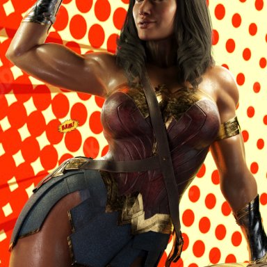 dc, wonder woman (series), diana prince, wonder woman, steps3d, 1girls, black hair, dark-skinned female, dark skin, female, female only, muscular, muscular female, pose, solo