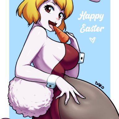 easter, holidays, one piece, carrot (one piece), dakosito, 1girls, anthro, ass, big ass, big breasts, blonde hair, breasts, bunny ears, bunny tail, bunnysuit