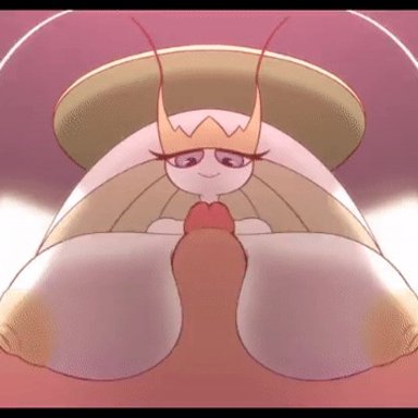 nintendo, pokemon, pheromosa, pok&#233;mon (species), hmiokun, breasts, female, huge breasts, human, male, paizuri, penis, ultra beast, video games, animated