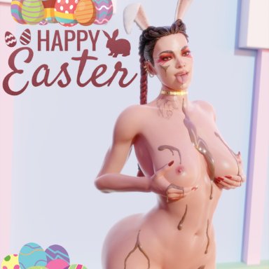 apex legends, easter, loba, loba (apex legends), loba andrade, nemesis 3d, 1girls, ass, big ass, big breasts, braided hair, braids, breasts, bunny ears, chocolate