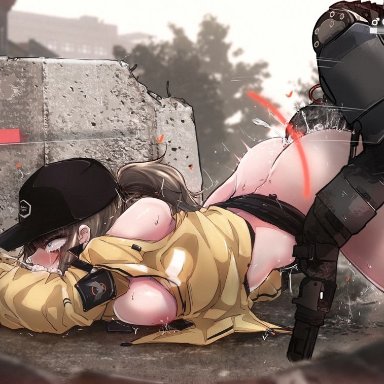 girls' frontline, the division, dier (girls' frontline), dima (girls' frontline), rkzrok, 1girls, anal, ass to ass, doggy style, enjoying, face down ass up, female, from behind, game mechanics, gameplay mechanics