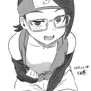 boruto: naruto next generations, naruto, naruto (series), shounen jump, sarada uchiha, tukudani, 1girls, arm warmers, armwear, black eyes, black hair, blush, clothed, clothing, cute