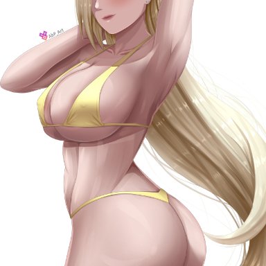 naruto, naruto: the last, naruto (series), naruto shippuden, ino yamanaka, abp art, aqua eyes, arm behind head, armpits, arms up, big ass, big breasts, bikini, blue eyes, blush