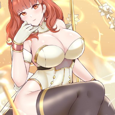 fire emblem, nintendo, celica (fire emblem), kaos art, 1girls, adapted costume, alternate costume, breasts, bunny ears, bunny girl, bunnysuit, cleavage, earrings, female, female only