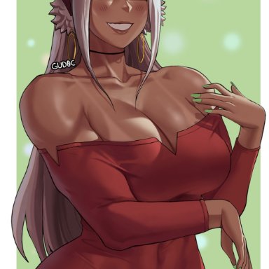 christmas, my hero academia, miruko, rumi usagiyama, gud0c, 1girls, big breasts, bikini tan, blush, breasts, brown lips, bunny ears, bunny girl, choker, clothed