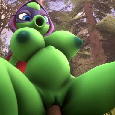 plants vs zombies, plants vs zombies: heroes, popcap games, green shadow (pvz), peashooter (pvz), whiteweasel, 1boy, 1girls, anthro, areola, areolae, ass, big breasts, blue eyes, breasts