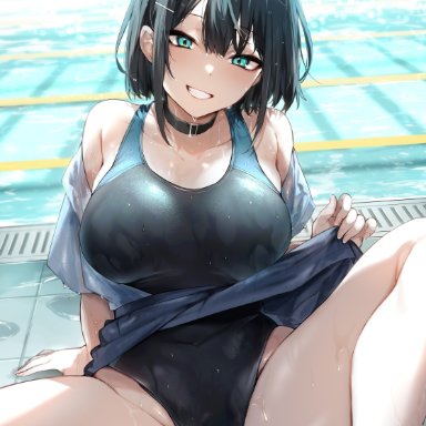 original character, danimaru, ass, big ass, big breasts, big butt, black hair, blue eyes, breasts, clothed, clothes, clothing, female, huge ass, huge breasts