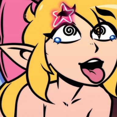 the legend of zelda, cheerleader link, link, zora, speedosausage, 3boys, anal, anal sex, blonde hair, dizzy eyes, doggy style, eyebrows visible through hair, femboy, femboy on male, gay