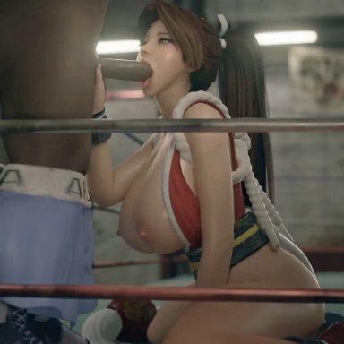 dead or alive, king of fighters, snk, mai shiranui, fluffy3d, big ass, big breasts, big butt, blowjob, breasts, brown hair, brunette, bubble ass, bubble butt, butt