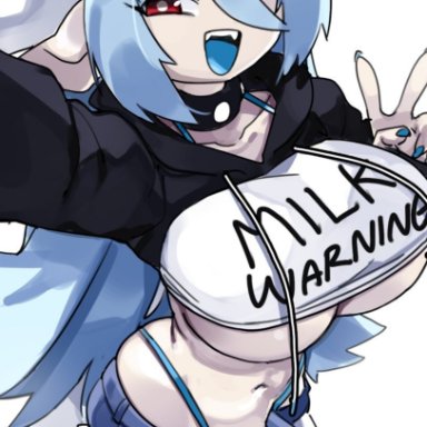 original, original character, zanamaoria, 1futa, balls, big breasts, big penis, blue hair, blue penis, breasts, clothed, clothed futanari, clothing, erection, futa only