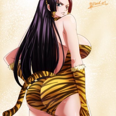 one piece, boa hancock, musaed art, 1girls, ass, big ass, big breasts, breasts, butt, female, female focus, female only, gloves, leotard, long hair