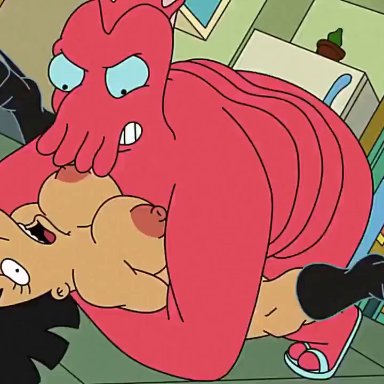 futurama, amy wong, zoidberg, nikisupostat, 1boy, 1girls, alien, all the way through, mating press, animated, tagme, video