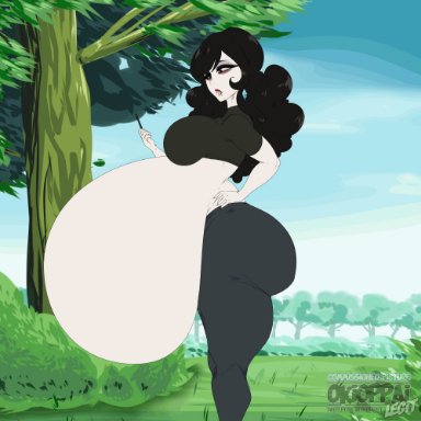 okioppai, breast expansion, butt exposed, clothing, digestion, female pred, large ass, large breasts, post vore, soft vore, vampire, vore, animated