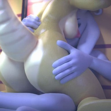 undertale, alphys, asriel dreemurr, twitchyanimation, anthro, ass, butt, moaning, no humans, penetration, scalie, sex, sideboob, tail, vaginal penetration