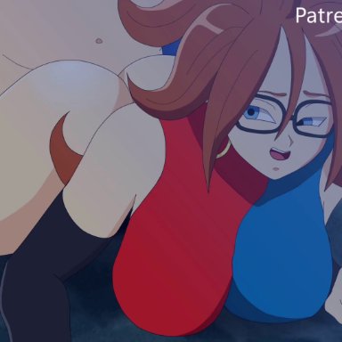 dragon ball, dragon ball fighterz, dragon ball z, shounen jump, android 21, android 21 (human), solodusk57, 1boy, 1girls, bare ass, big ass, big breasts, clothed, doggy style, female