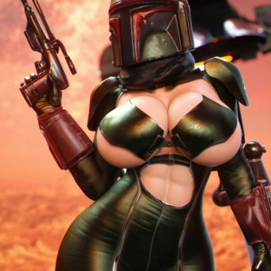 star wars, boba fett, booba fett, apone3d, 1girls, female, female only, genderswap, helmet, solo, standing, absurd res, hi res, rule 63, tagme