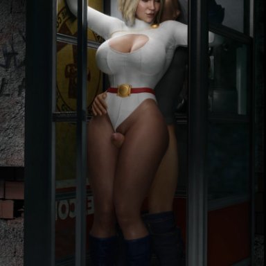 dc, dc comics, injustice 2, superman (series), kara zor-l, karen starr, power girl, fluffy3d, 1boy, 1girls, big ass, big breasts, big butt, blonde, blonde hair