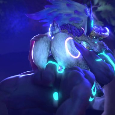 league of legends, aurelion sol, kindred, lamb (league of legends), twitchyanimation, anthro, female, furry only, male, no humans, sex, 3d, animated, sound, tagme