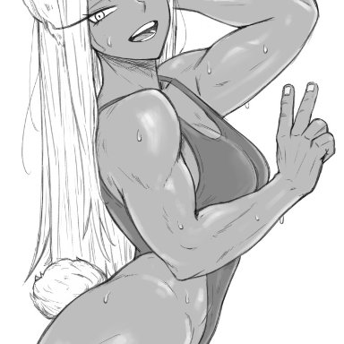 my hero academia, miruko, rumi usagiyama, shadertoons, 1girls, ass, breasts, bunny ears, bunny tail, female, female focus, female only, long hair, shiny skin, solo