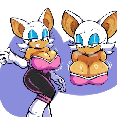 sega, sonic (series), rouge the bat, pseudocel, 1girls, anthro, bat, blue eyes, breasts, cleavage, female, female only, huge breasts, makeup, solo