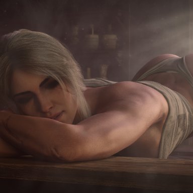 cd projekt red, the witcher (series), the witcher 3: wild hunt, ciri, ceeeeekc, 1girls, female, female focus, female only, mostly nude, silver hair, soles, solo, solo female, solo focus