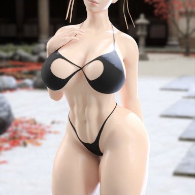 fortnite, street fighter, chun-li, audrix, 1girls, abs, big breasts, bikini, female only, muscular female, solo female, swimsuit, thick thighs, thunder thighs, 3d