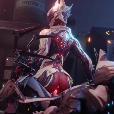 warframe, excalibur (warframe), garuda (warframe), valkyrq, alien, alien girl, large ass, nsfw, reverse cowgirl position, thick ass, voluptuous, animated, sound, tagme, video