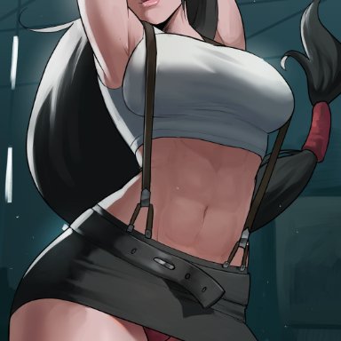 final fantasy, final fantasy vii, final fantasy vii remake, square enix, tifa lockhart, echosaber, 1girls, abs, black hair, breasts, female, female only, hips, huge breasts, long hair