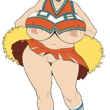 my hero academia, mitsuki bakugou, bunkwizard, 1girls, areola slip, areolae, blonde hair, breasts, cheerleader, cheerleader uniform, female, female only, hand on hip, hips, huge breasts