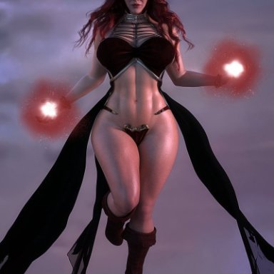 avengers, marvel, marvel comics, scarlet witch, wanda maximoff, erotichris, ass, athletic, athletic female, big ass, big breasts, big butt, blue eyes, boots, breasts