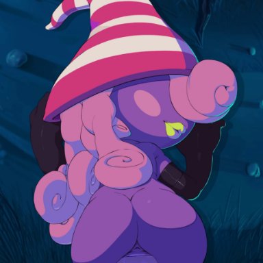 mario (series), nintendo, paper mario, shadow siren, vivian (paper mario), theboogie, 1girls, anus, ass, big lips, black gloves, blush, crown, cum, cum explosion