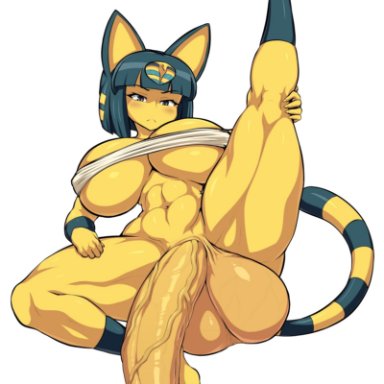 animal crossing, ankha, jadf, 1futa, abs, animal ears, athletic futanari, balls, big ass, big balls, big breasts, big penis, breasts, cat ears, cat girl