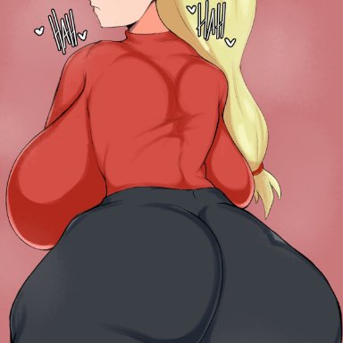 ousama ranking, queen hilling, reecedantes, 1girls, ass, back, back view, backboob, blonde, blonde hair, blue eyes, blush, blushing, female, female only