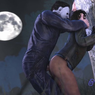 dbd, dead by daylight, jake park, michael myers, 2boys, anal, asian, breathing, clothed, gay, male, male/male, male only, mask, masked male