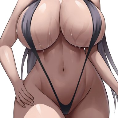 fairy tail, ultear milkovich, jasony, 1girls, black hair, breasts, female, female only, hips, huge breasts, long hair, slim waist, sling bikini, thick thighs, thighs