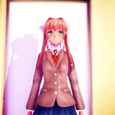 doki doki literature club, imbapovi, 1female, 1girl, 1girls, against glass, areola, breast expansion, breast press, breasts, breasts out, bursting breasts, exposed breasts, female, female only