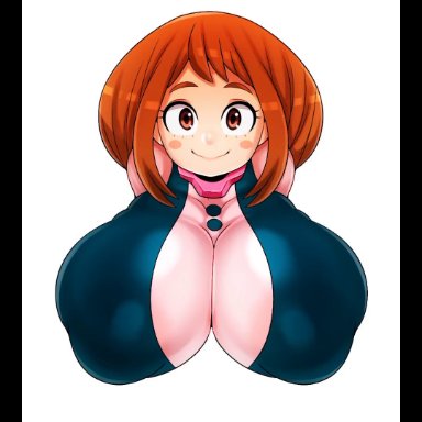 my hero academia, ochako uraraka, ochako uraraka (hero outfit), matospectoru, big breasts, big tits, smile, alternate version available, animated, mp4, no sound, tagme, video