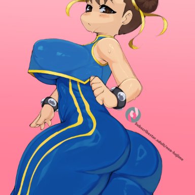 capcom, street fighter, chun-li, neo hajime, 1girls, ass, big ass, big breasts, big butt, breasts, brown hair, double bun, female, female focus, female only