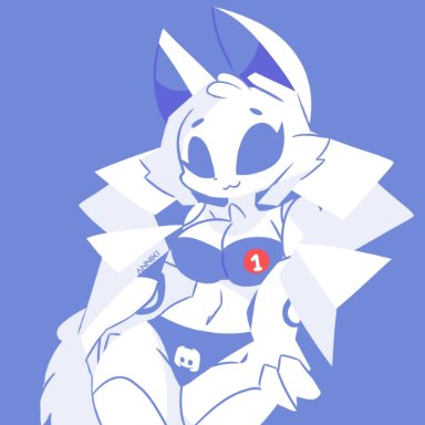 discord (app), clyde (discord), rivergravidade, anthro, big ears, big eyes, blue bra, blue clothing, blue eyes, blue panties, blue underwear, bra, breasts, cleavage, clothed