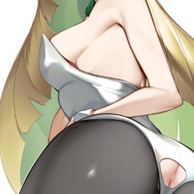 nintendo, pokemon, pokemon sm, lusamine (pokemon), yuuyuu (yuuki1771), 1girls, alternate breast size, anus, ass, blonde hair, breasts, bunny ears, bunny girl, bunnysuit, female